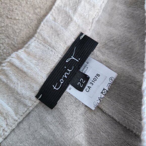 Toni T Denmark Flax Linen Coastal Lagenlook Wide Leg Stretch Boho Pants 22 Plus - Picture 2 of 10